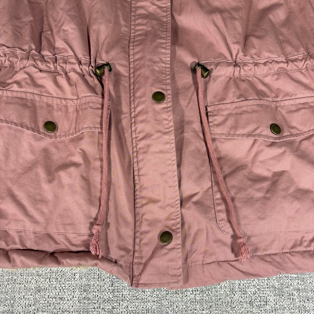 Love Tree Pink Vest Sherpa Lined Drawstring Waist & Detachable Hood Size Large - Picture 4 of 7